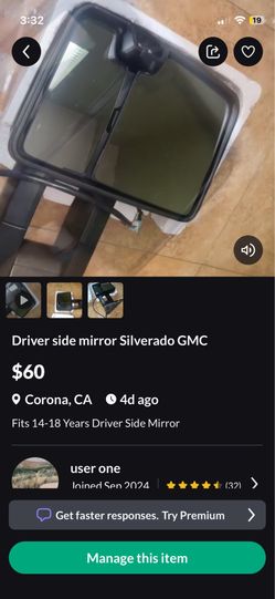 14-18 SILVERADO / SIERRA DRIVER SIDE MIRROR LEFT HAND