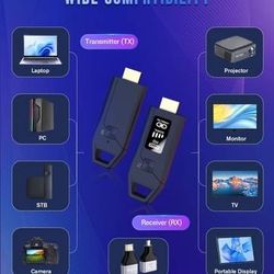 new Wireless HDMI Transmitter and Receiver 328FT/100M, LED Display, 4K Decode 1080P@60Hz Ultra HD Video Output, Plug&Play 5G+2.4G for Video & Audio to