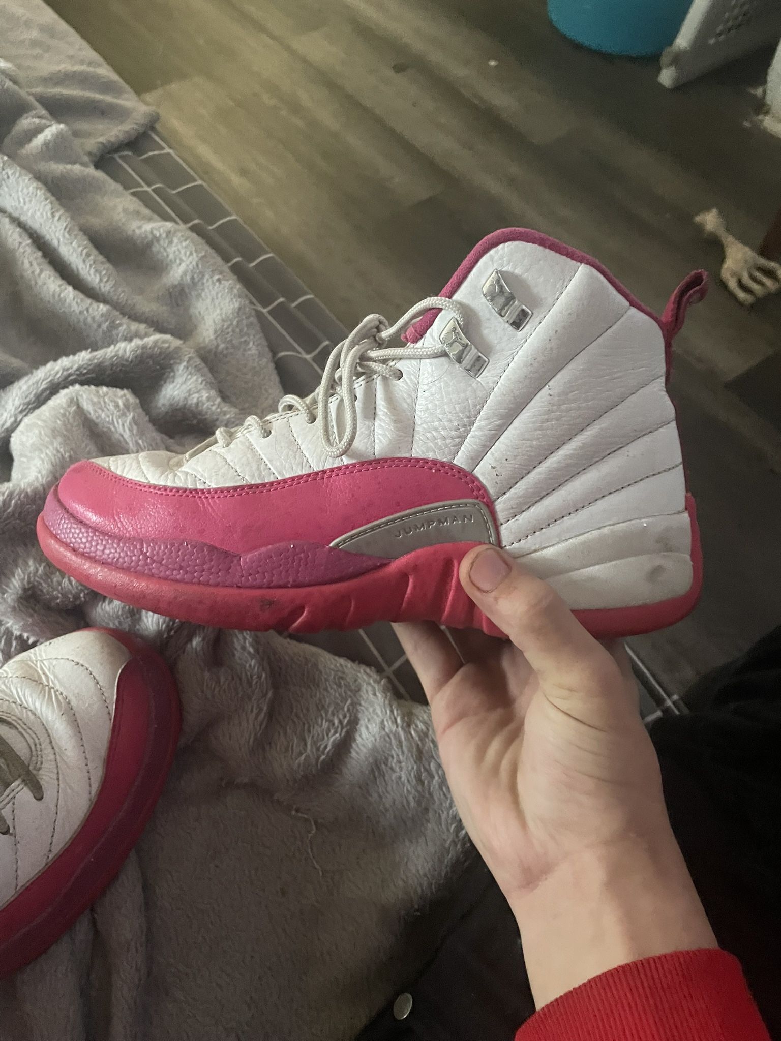 Pink Jordan 12s Size 7Y Womens