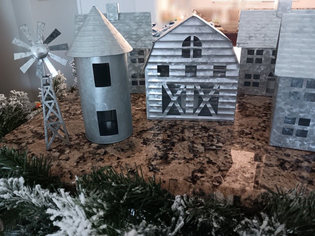Metal Christmas Village Holiday Decor
