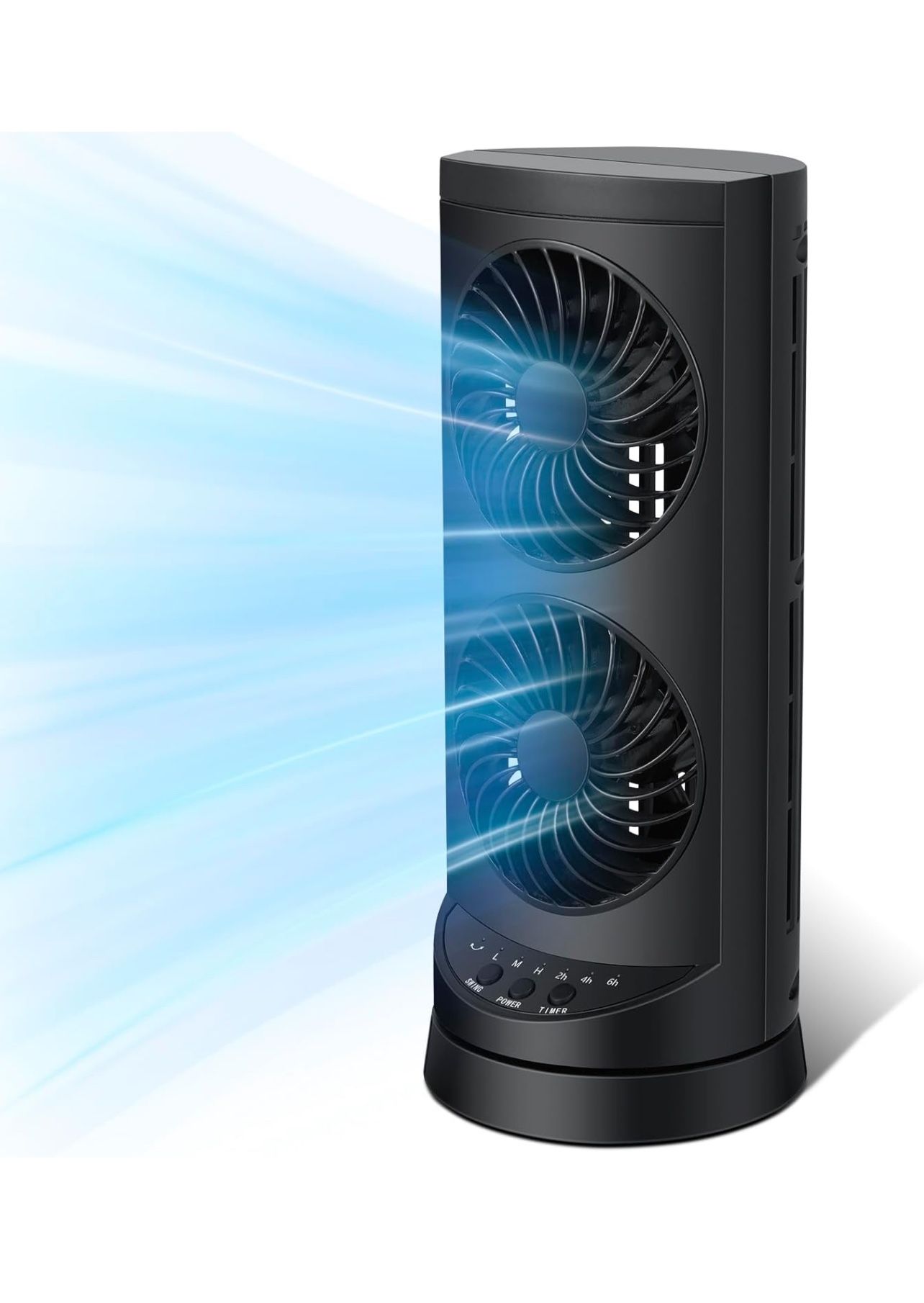 Personal Tower Cooling Fans that Blow Cold Air, Standing Small Desk Fan with 3 Speeds & Timer, 60° & 110° Oscillating Table Fan, Quiet and Safe Electr