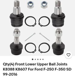 Qty(4) Front Lower Upper Ball Joints K8388 K8607 For Ford F-250 F-350 SD 99-2016