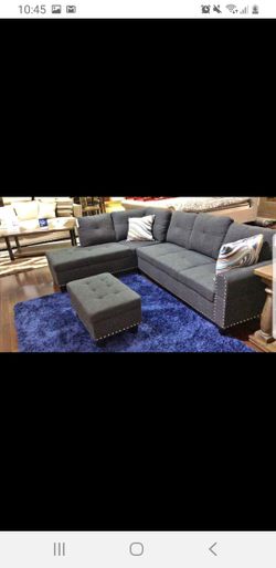 New Grey Sectional Sofa with Ottoman