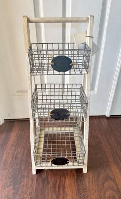 3-Tier Floor Stand with Hyacinth Storage Basket Bins