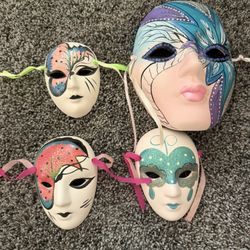 Set of 4 Ceramic Wall Masks MUST GO
