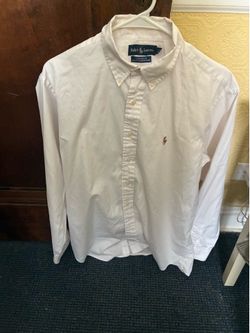 Men’s white Ralph Lauren button-down dress shirt