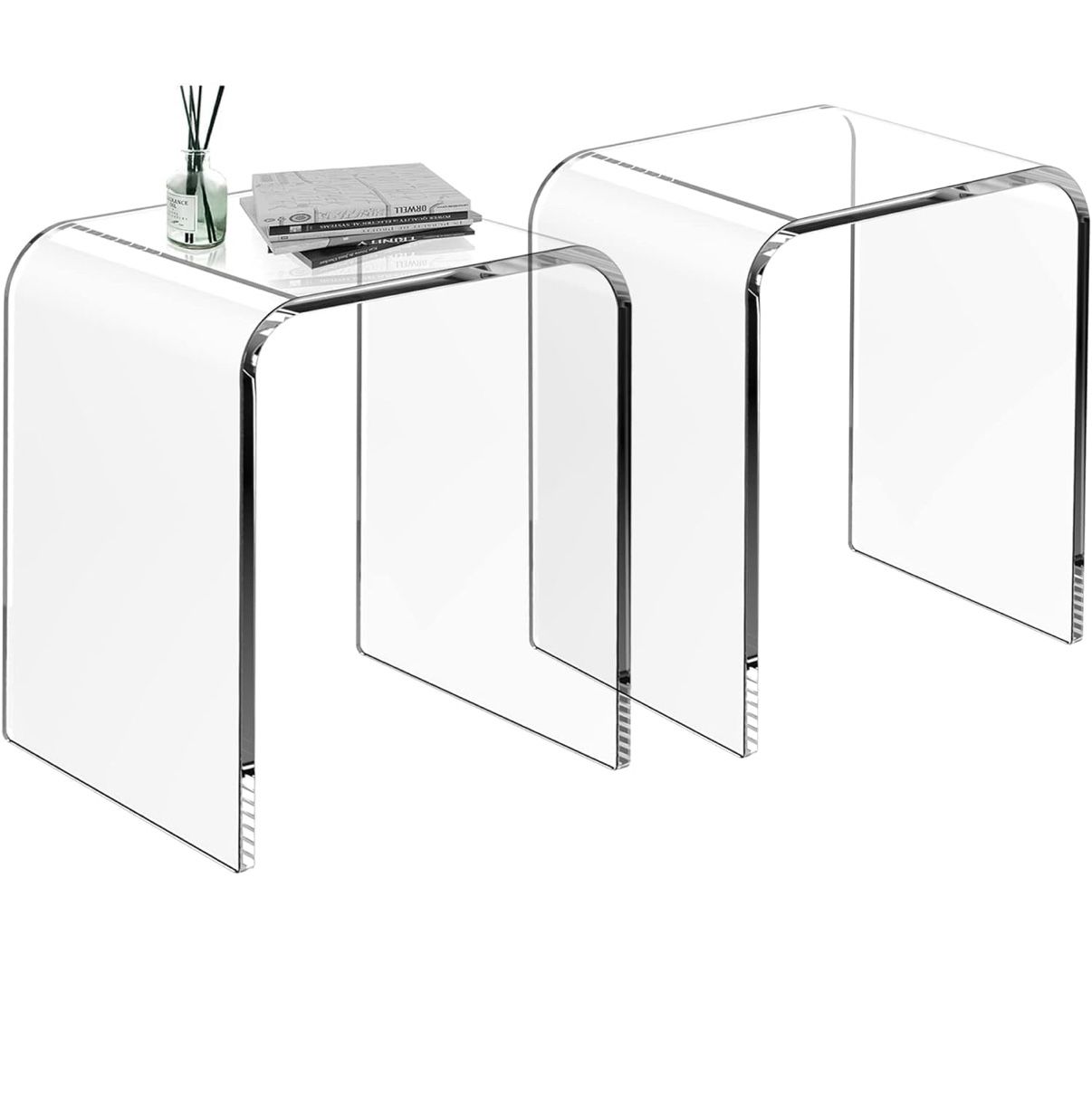 WAHFAY Acrylic End Table Set of 2
