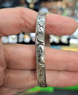Vintage silver plated moon and stars bangle