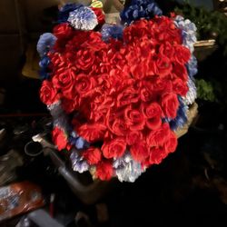 Big silk heart flower arrangement