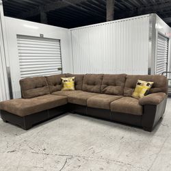 Comfy Brown Sectional Couch 