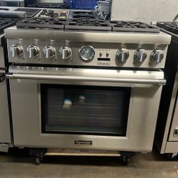 THERMADOR 36”WIDE DUAL FUEL RANGE STOVE STAINLESS STEEL 