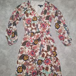 maggy London front wrap floral colorful long sleeve dress