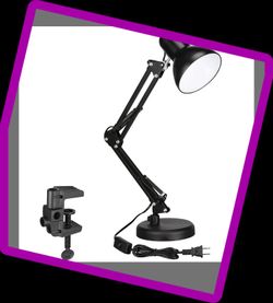 TORCHSTAR Metal Desk Lamp with Clamp, Swing Arm, Architect Adjustable Gooseneck Table Lamp, Clip Desk Lights for Home Office, Work, Study, Reading,