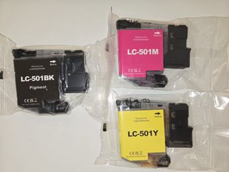 Brother Genuine LC501 Ink Cartridges (3-Pack) – Black, Magenta, Yellow – New/Sealed
