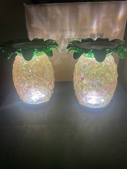 Bath Body Works PINEAPPLE Water Globe Light Up Single Wick Medium Candle Holder