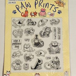 22pc Paw Prints Cat & Dog Clear Stamps