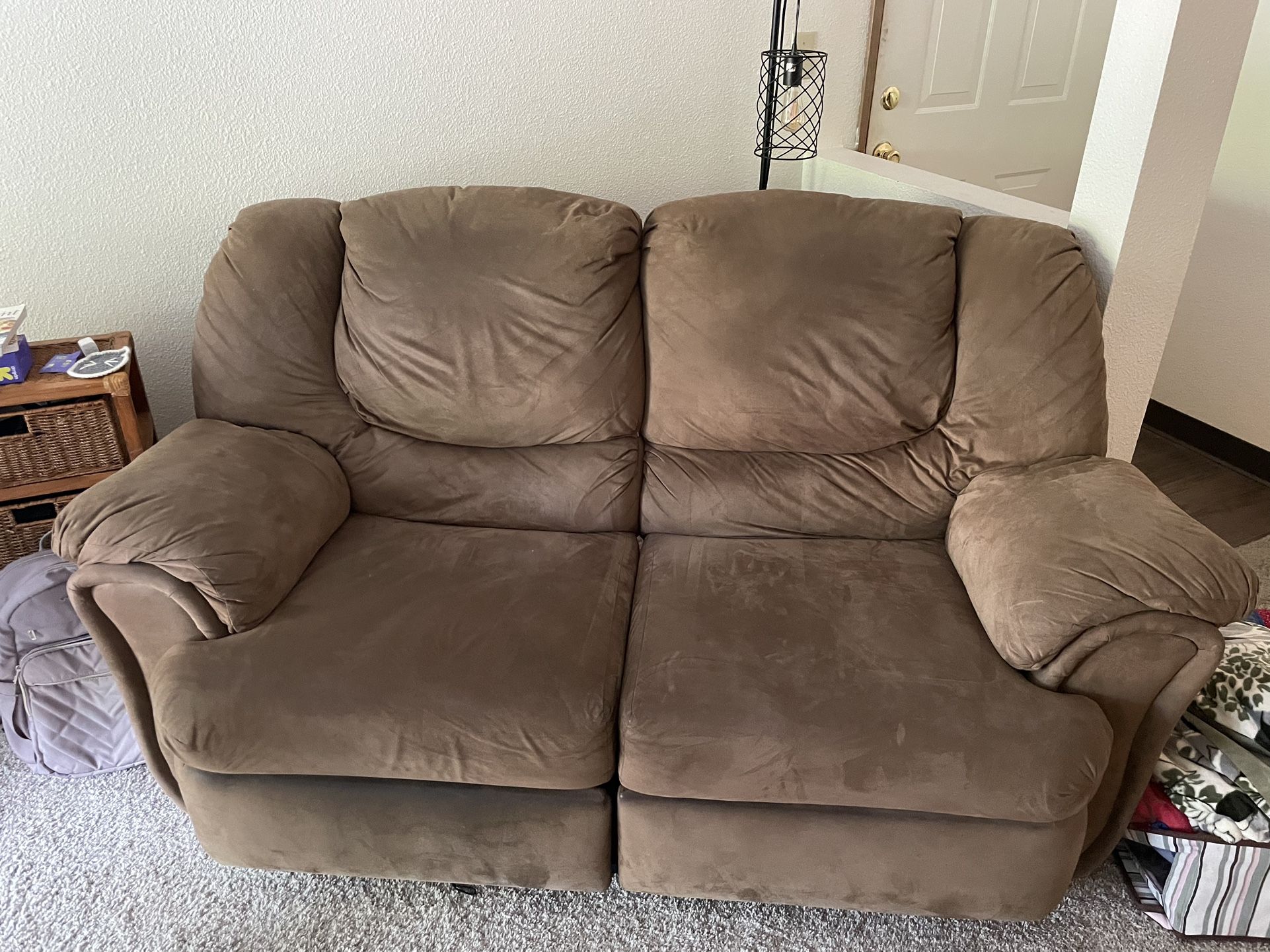Ashley Furniture Extra Plush Brown Reclining Love Seat