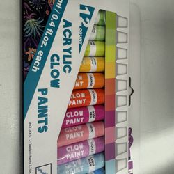 Acrylic  Glow Paint 12 Different Colors 