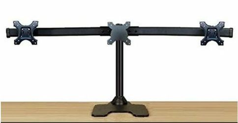 New EZM Deluxe Triple Monitor Mount Stand w/ Grommet Mount Option