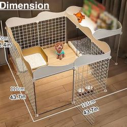 🥨Dog Playpen, Detachable Metal Wire Dog Crate, DIY Kennels, Small Pet Fence, for Small-Sized Dog, Cat, Rabbit