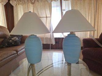 Blue lamps with shades