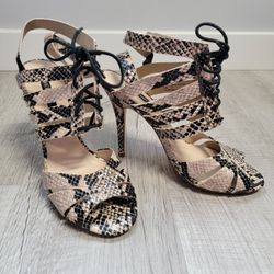 Women's Snakeskin Lace-up Heels