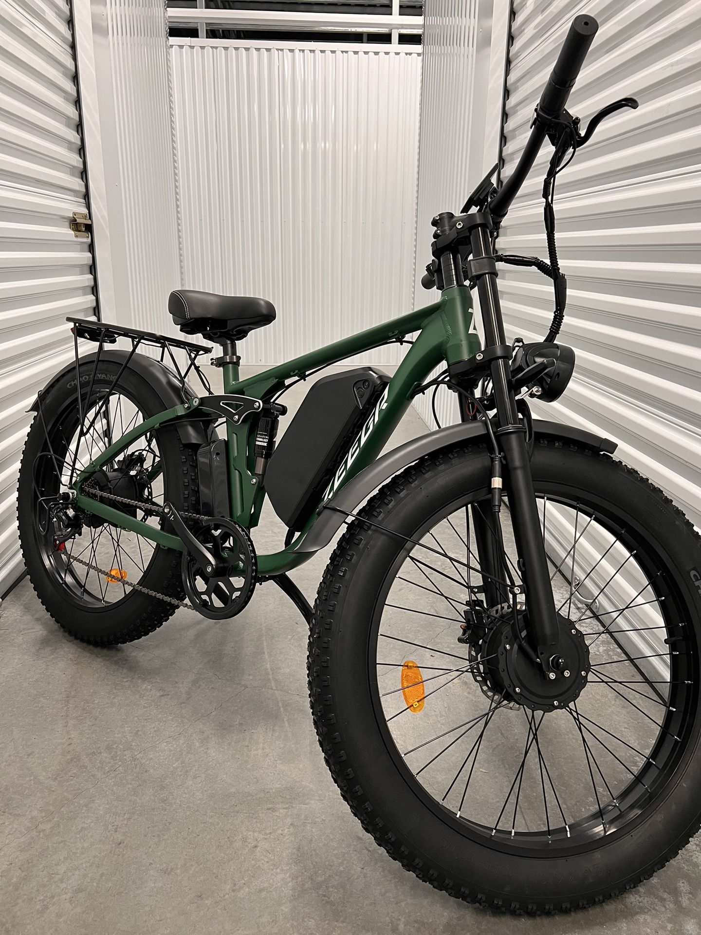 New! Electric Bike, Mountain Bike Cruiser, 2000 W Dual Motor, 35 Mph, Full Suspension, Tan, Black Or Green, Free Delivery!