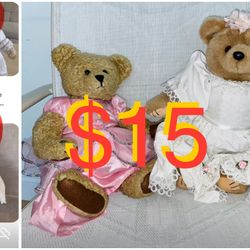 $15 For Both🧸Vintage Bearly People 18” & The Boyds 16” Bears  Collection in good condition both