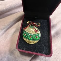 MONET Vintage Gold-Tone Christmas Ornament  Brooch