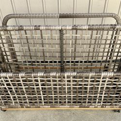 Crosley Ridley Outdoor Wicker and Metal Pool Storage Caddy - 22.25" x 43.5" x 30"