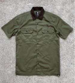 Dickies green and brown button up