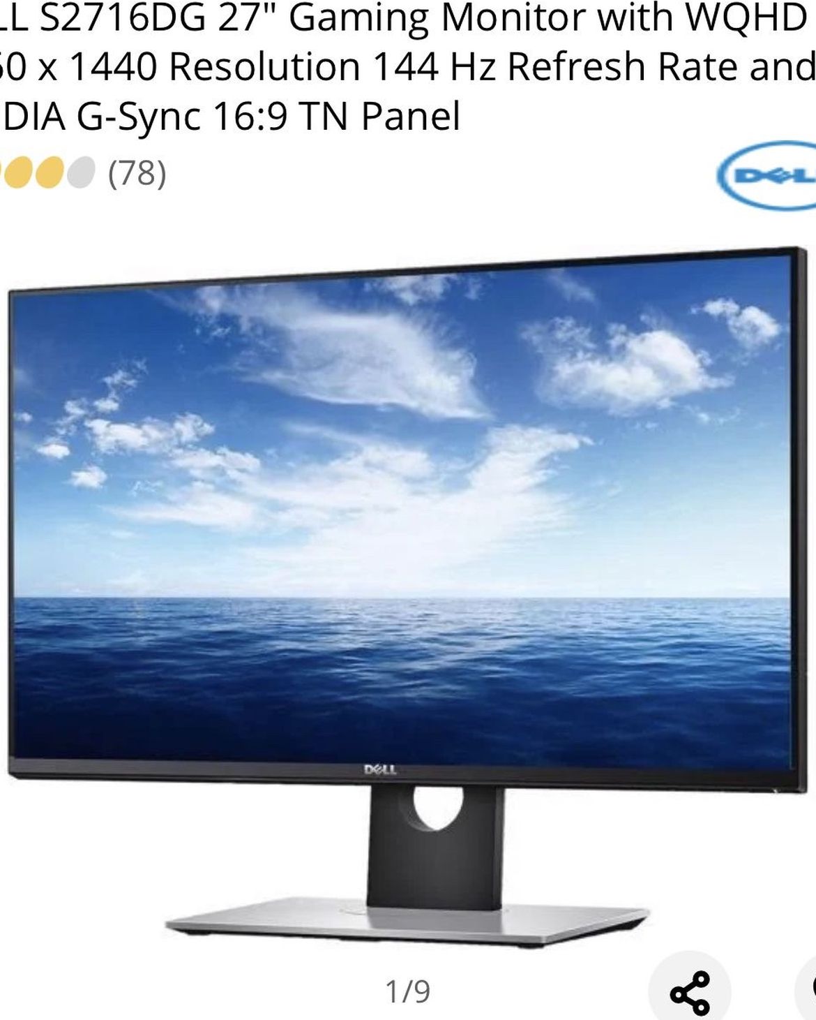 Dell 144hz Gaming Monitor for PC PS5 XBOX