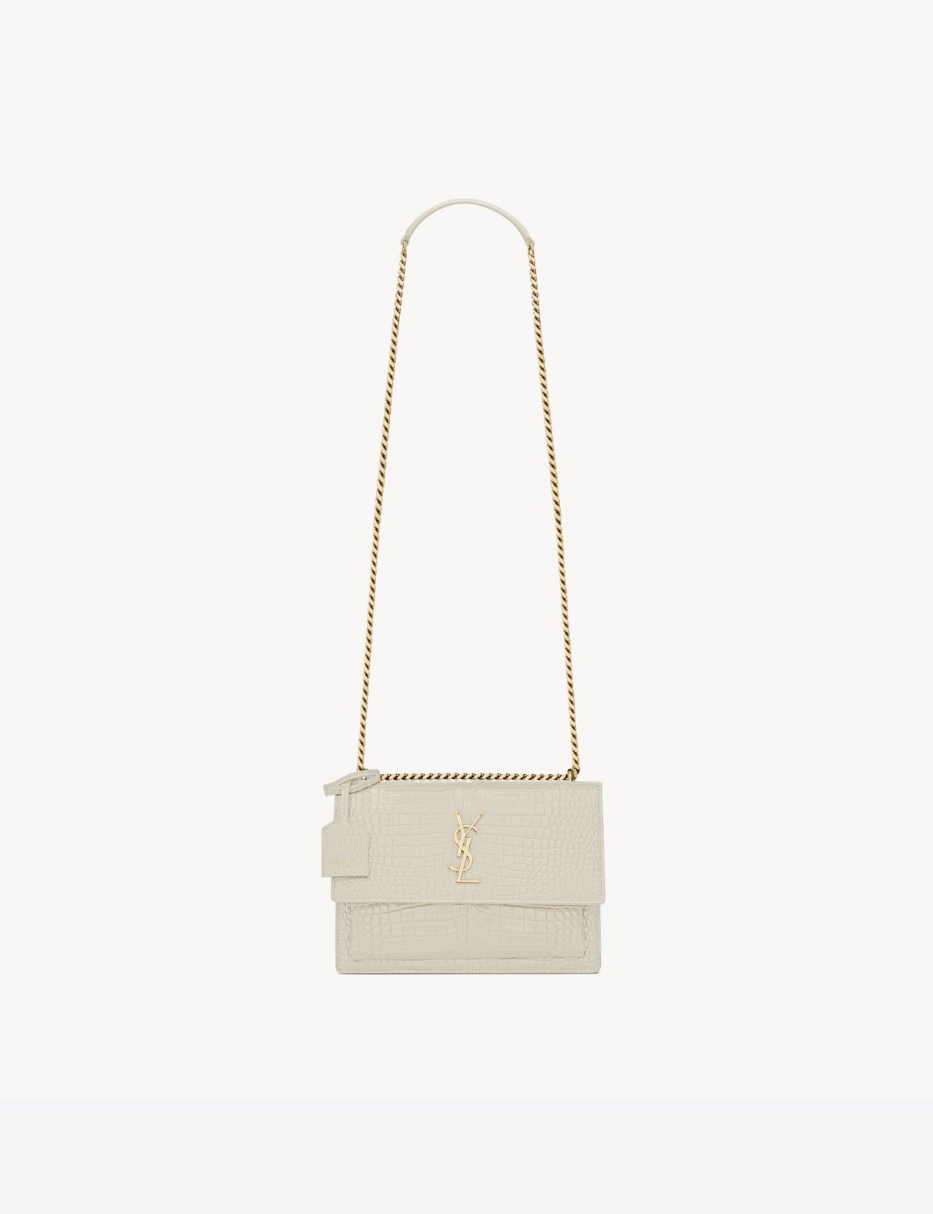 SAINT LAURENT YSL SUNSET MEDIUM IN CROCODILE-EMBOSSED LEATHER
