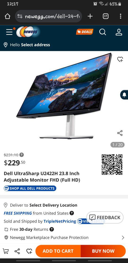 Dell Monitor UltraSharp 23.8 Inch 