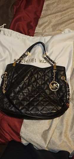 Michael Kors Susannah Black Quilted Leather Shoulder Tote Bag