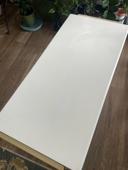 Modern Coffee Table with Gold Frame and Wood Shelf