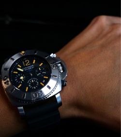 Panerai Luminor 1000 Special Edition Automatic Chrono Mens Watch Black Band