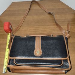 VINTAGE BRUNO LORELLI AUTHENTIC GENUINE LEATHER HANDBAG BRIEFCASE BUTTON ITALY