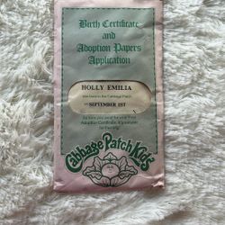 Cabbage, Patch, Adoption Papers