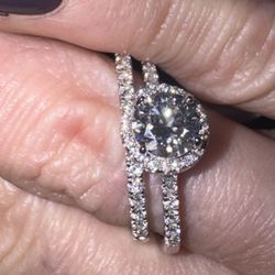 S925 Diamond Ring Set Size 8 