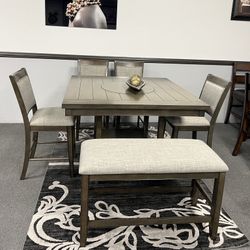 6PC Gray Counter Height Dining Table Set 
