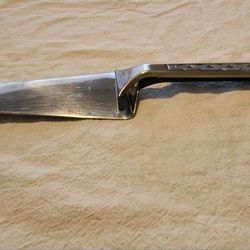 Vintage Cake or Pie Server Slicer.  Pushes cake or pie onto your plate with a slide of your thumb.  Stainless Steel.  Piazza Effepi brand.  9.75" Long
