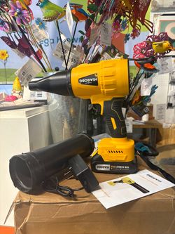 21V Cordless Handheld Leaf Blower with Battery & Charger – Yellow/Black