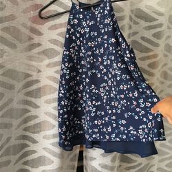 Navy Blue Floral Blouse