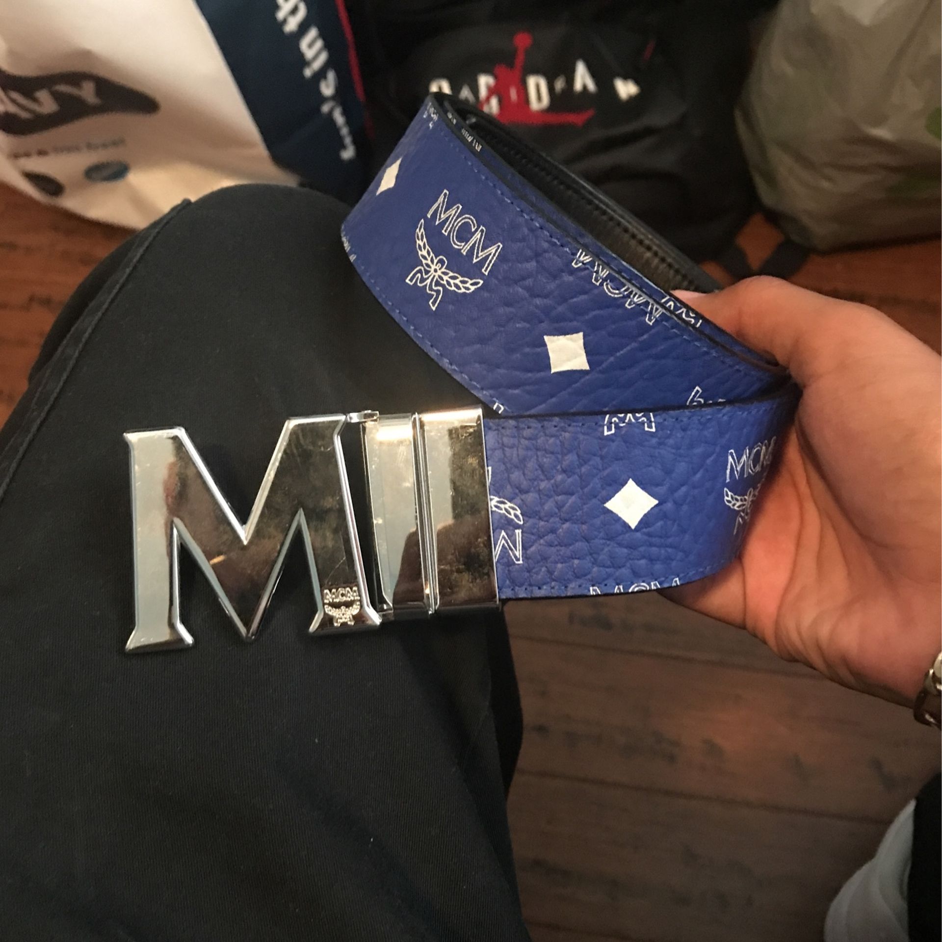 Blue and White MCM Belt, starting price($200) hmu with offers