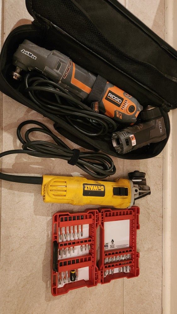 Power Oscillator, Dewalt Grinder, Extra Milwaukee Bits