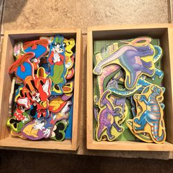 Melissa And Doug Sturdy Board  Magnets. Three Different Trays. Disney Characters. Dinosaurs And Animals. 