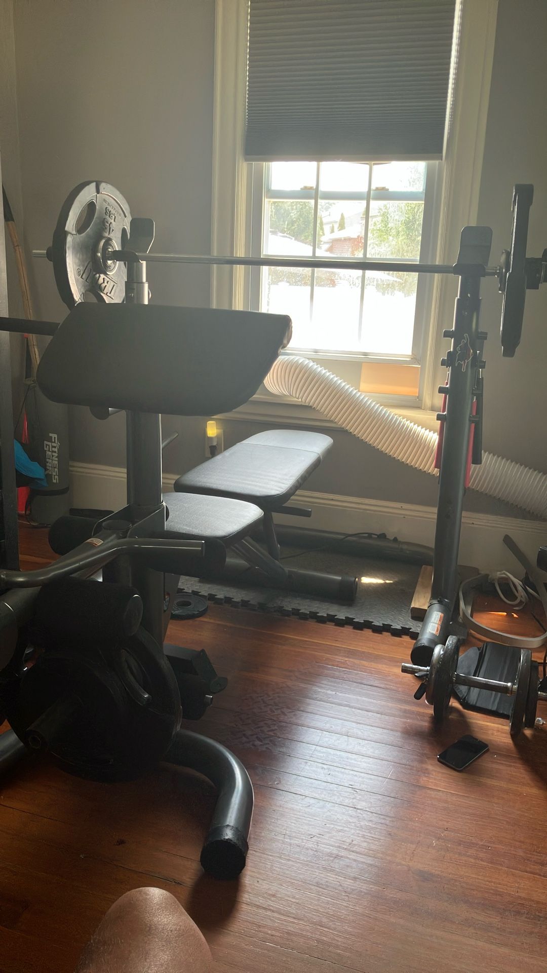 Weight Bench With 2 45 And 2 35 Lbs Weights