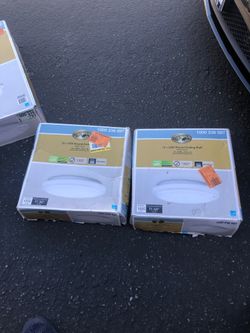 2 Hampton Bay Dimmable Round White LE2 Light Fixture 2200 Lumens 4000K Bright White 12 inches