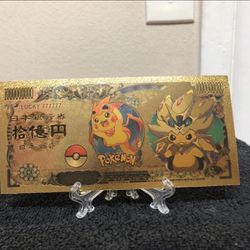 24k Gold Plated Pokémon Cosplay Pikachu Solgaleo Banknote